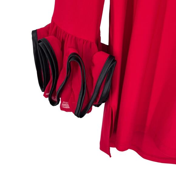Ali miles Sz Small Vibrant Red Puff Sleeve Wearable Art to Wear Formal Shirt Top - Picture 5 of 7
